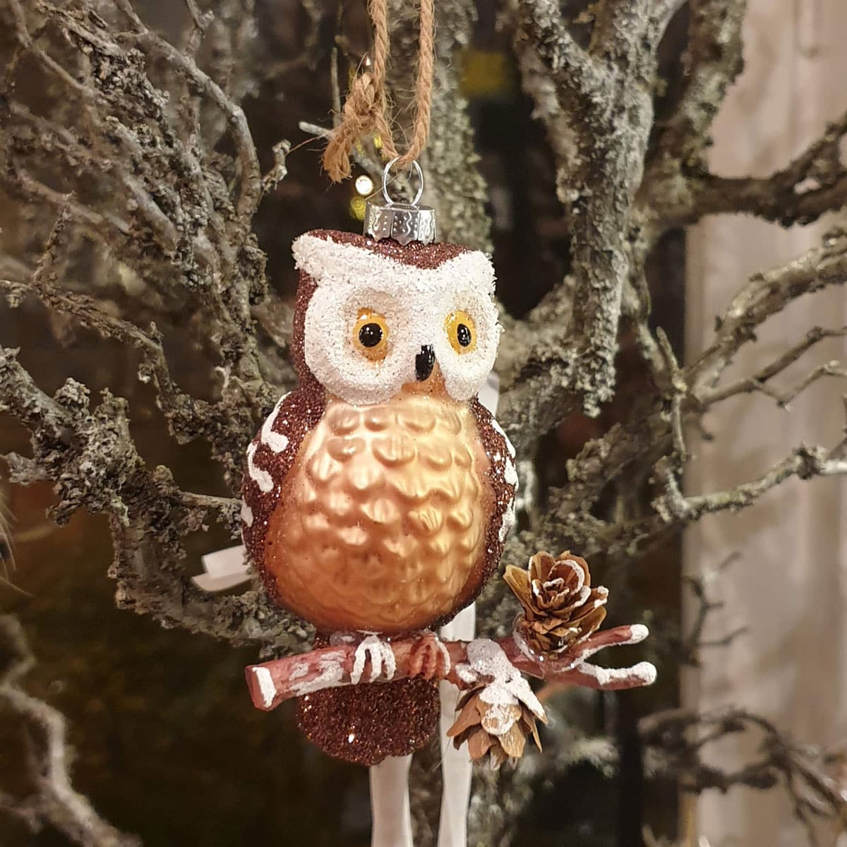Ugle på gren julekule - Bilde 2
