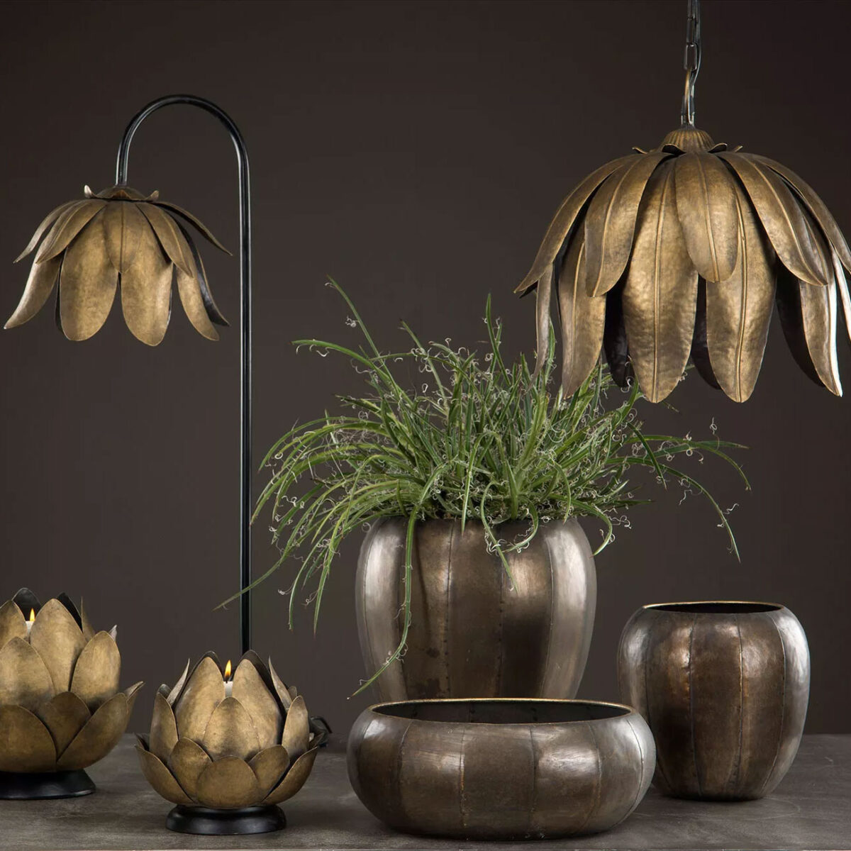 Taklampe nøkkerose i messing - Bilde 2