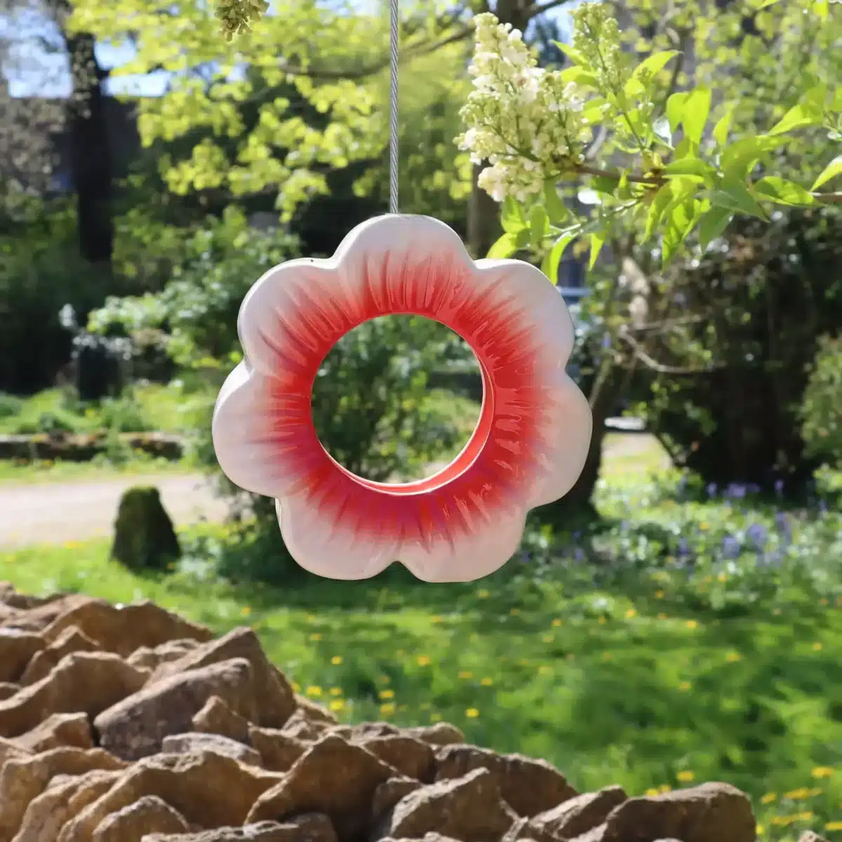 Wild poppy hengende fuglemater i keramikk - Bilde 4