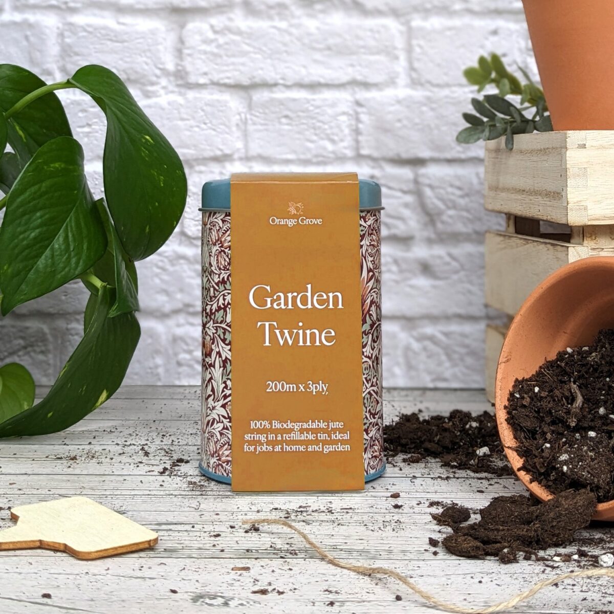 Boks med jutesnor William Morris Orange Grove Burgundy