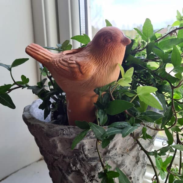 Plantevanner fugl i terracotta
