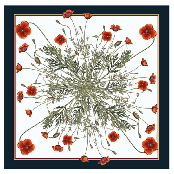 Silke skjerf valmue 90x90 - Bilde 5