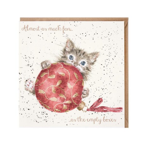 Wrendale Stort julekort 'Christmas boxes' Katt