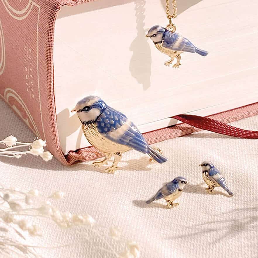 Fable øredobber Blåmeis i emalje Studs - Bilde 2