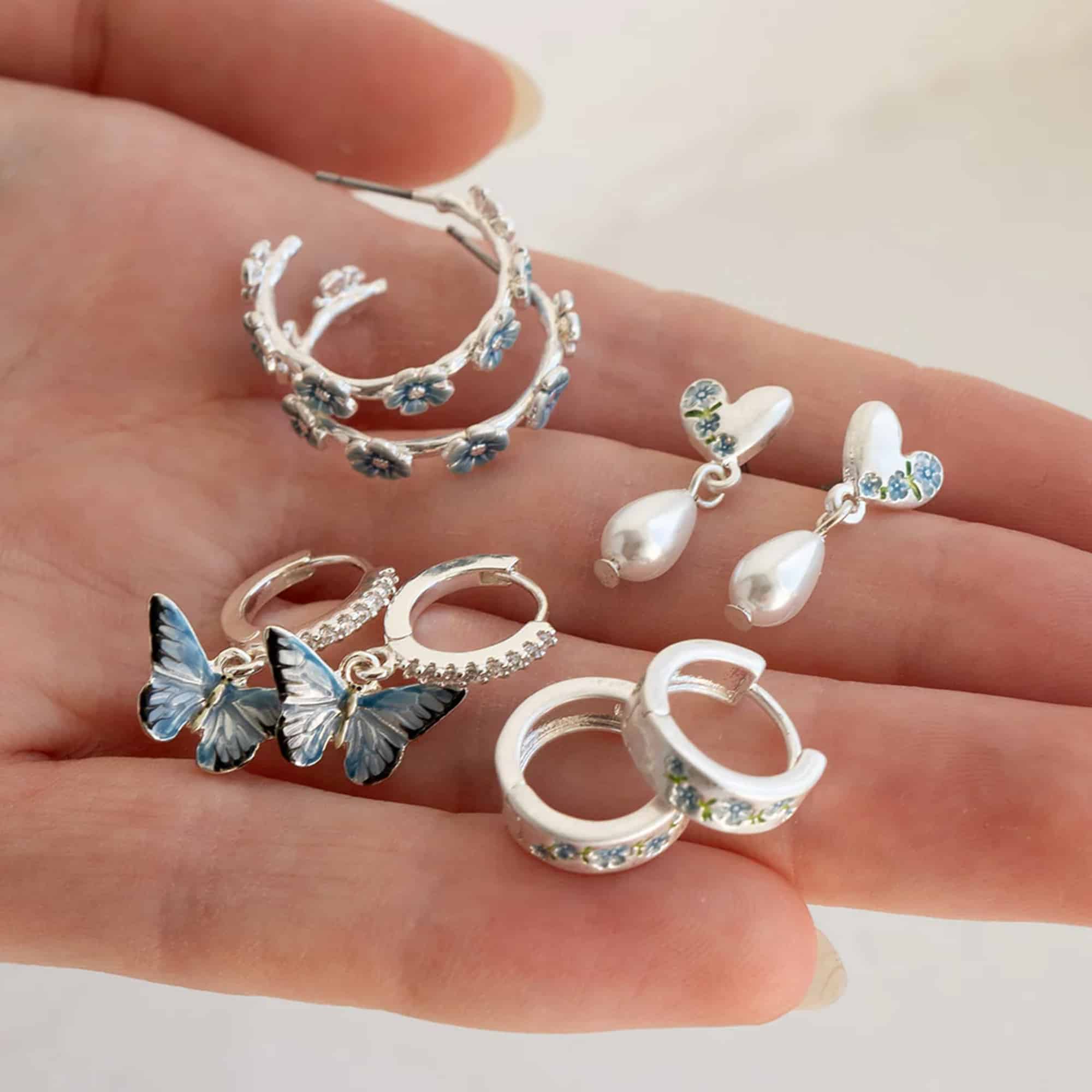 Fable øredobber Forget-me-not Stud Hoop - Bilde 2