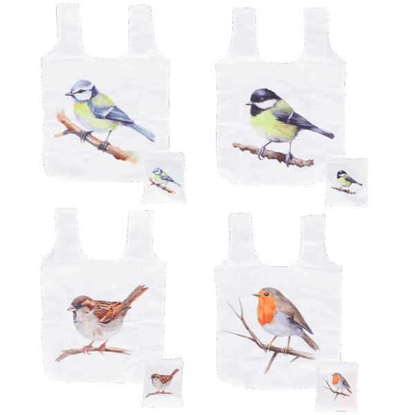 Handlenett akvarell fugler