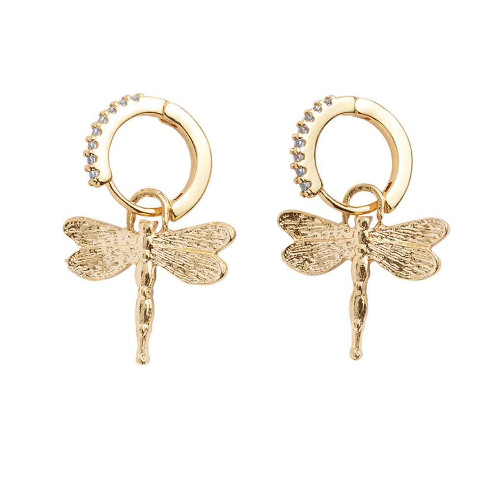 Fable øredobber Dragonfly Charm Huggie Gold - Bilde 3