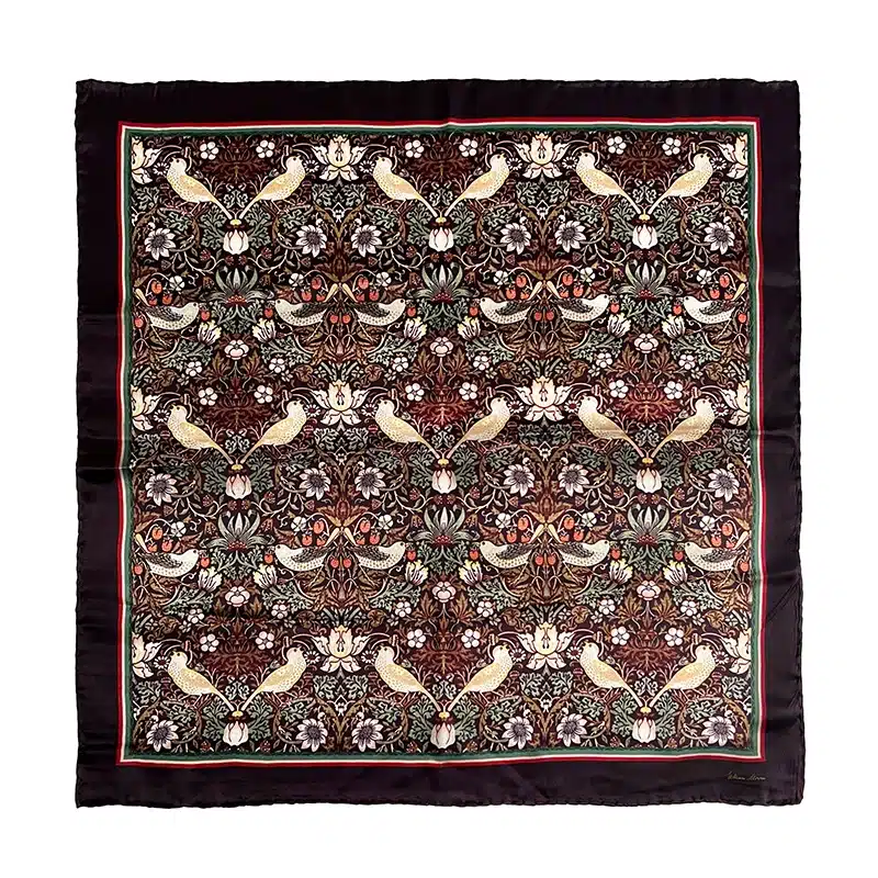 Morris Silkeskjerf Strawberry Thief Bordeaux (50x50 cm) - Bilde 2